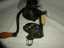 Antique ARCADE CRYSTAL Black CAST IRON WALL Mount Coffee Grinder/Orig Screws