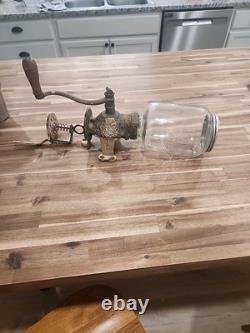 Antique ARCADE CRYSTAL No. 3 Cast Iron Wall Mount Coffee Grinder
