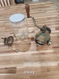 Antique ARCADE CRYSTAL No. 3 Cast Iron Wall Mount Coffee Grinder