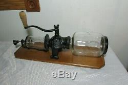 Antique ARCADE CRYSTAL No. 3 Coffee Grinder Complete With Period Catch Cup