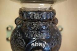 Antique ARCADE CRYSTAL No. 3 Wall Mount Cast Iron Coffee Bean Grinder, Catch Cup