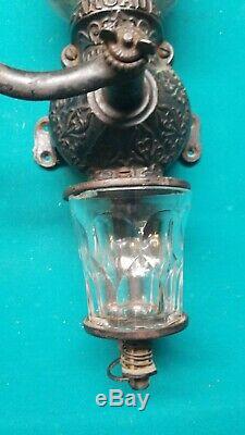 Antique ARCADE CRYSTAL Wall Mount Cast Iron Coffee Grinder