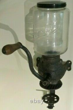 Antique ARCADE CRYSTAL wall mounted coffee grinder