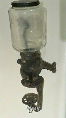 Antique ARCADE CRYSTAL wall mounted coffee grinder