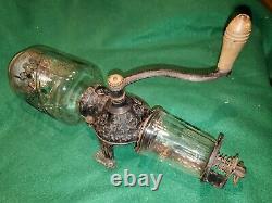 Antique ARCADE Crystal Coffee Grinder No 3 with Catch Cup