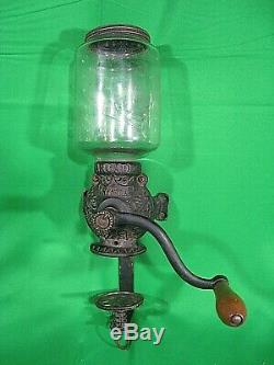 Antique All Origional Crystal Arcade Coffee Grinder MILL Cast Iron Glass Top