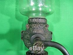 Antique All Origional Crystal Arcade Coffee Grinder MILL Cast Iron Glass Top