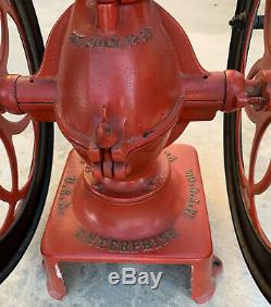 Antique American Coffee Grinder Mill Enterprise Mfg Cast Iron Double Wheel Eagle