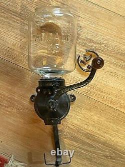 Antique Arcade 25 Coffee Grinder Coffee Mill Metal & Glass Wall Mount Hand Crank