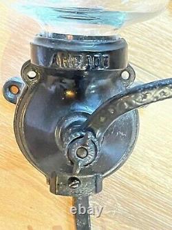 Antique Arcade 25 Coffee Grinder Coffee Mill Metal & Glass Wall Mount Hand Crank