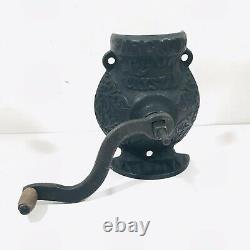 Antique Arcade Cast Iron Coffee Grinder Primitive Kitchen Tools Purple Glass