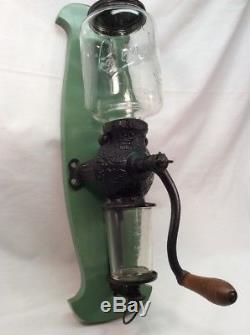 Antique Arcade Cast Iron Crystal No 3 Coffee Grinder Mill with ORIGINAL CATCH CUP
