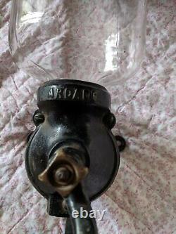 Antique Arcade Coffee Grinder #25 Cast Iron Wall Mount Original Lid Nice