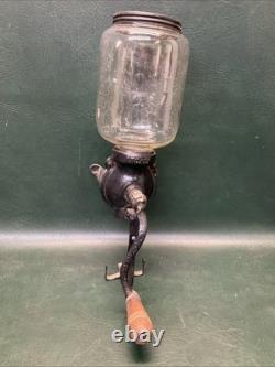 Antique Arcade Coffee Grinder #25 Cast Iron Wall Mount with Original Lid