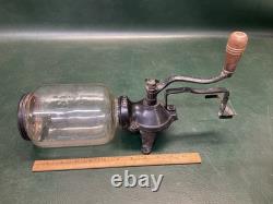 Antique Arcade Coffee Grinder #25 Cast Iron Wall Mount with Original Lid