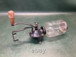 Antique Arcade Coffee Grinder #25 Cast Iron Wall Mount with Original Lid