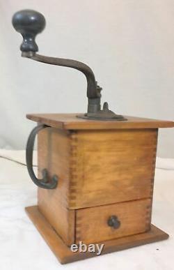 Antique Arcade Coffee Grinder Tabletop Wood Cast Iron Storage