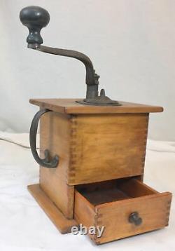 Antique Arcade Coffee Grinder Tabletop Wood Cast Iron Storage