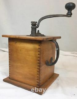 Antique Arcade Coffee Grinder Tabletop Wood Cast Iron Storage