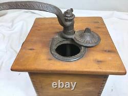 Antique Arcade Coffee Grinder Tabletop Wood Cast Iron Storage