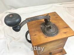 Antique Arcade Coffee Grinder Tabletop Wood Cast Iron Storage