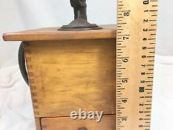 Antique Arcade Coffee Grinder Tabletop Wood Cast Iron Storage