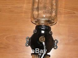 Antique Arcade Coffee Grinder Wall Mount Mill Crystal No. 4 with Original Catch Cup