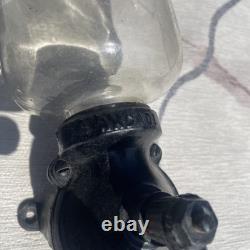 Antique Arcade Crystal 25 Wall Mount Glass Cast Iron Coffee Grinder -Missing Cup