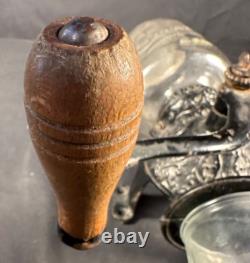 Antique Arcade Crystal # 3 Wall Mount Coffee Grinder with Glass Catch Cup