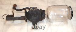 Antique Arcade Crystal Cast Iron Wall Mount Hand Crank Coffee Grinder (No Cup)