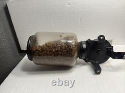 Antique Arcade Crystal Coffee Grinder Cast Iron Wall Mount Mill