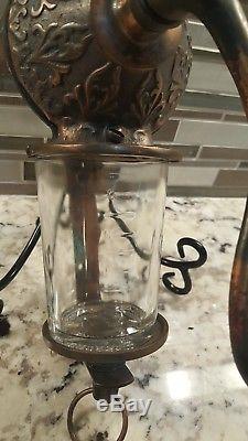 Antique Arcade Crystal Coffee Grinder Wall Mount Mill with Original Catch Cup