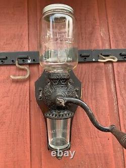 Antique Arcade Crystal Coffee Grinder Wardway Jar Enterprise Catch Cup