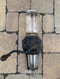 Antique Arcade Crystal Coffee Grinder Wardway Jar Enterprise Catch Cup