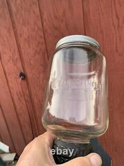 Antique Arcade Crystal Coffee Grinder Wardway Jar Enterprise Catch Cup