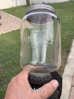 Antique Arcade Crystal Coffee Grinder Wardway Jar Enterprise Catch Cup