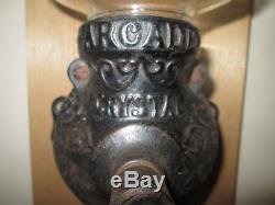 Antique Arcade Crystal N0 3 Coffee Grinder Hand Crank Wall Mount Cast Iron Body