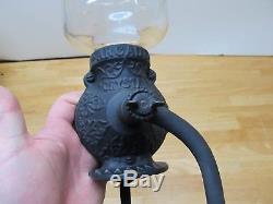 Antique Arcade Crystal No. 3 Cast Iron Coffee Grinder Wall Mount, Excellent