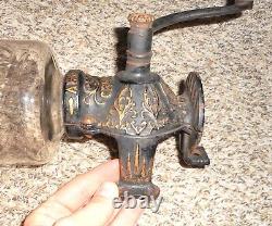 Antique Arcade Crystal No. 3 Cast Iron Mechanical Coffee Grinder MILL