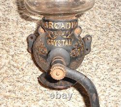 Antique Arcade Crystal No. 3 Cast Iron Mechanical Coffee Grinder MILL