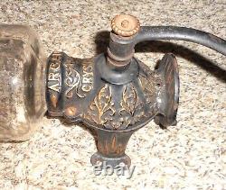 Antique Arcade Crystal No. 3 Cast Iron Mechanical Coffee Grinder MILL