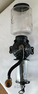 Antique Arcade Crystal No 3 Coffee Grinder Cast Iron Wall Complete withCatch Cup