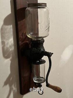 Antique Arcade Crystal No. 3 Coffee Grinder Cast Iron Wall Mount Mill