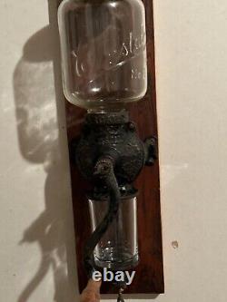 Antique Arcade Crystal No. 3 Coffee Grinder Cast Iron Wall Mount Mill