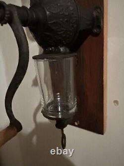 Antique Arcade Crystal No. 3 Coffee Grinder Cast Iron Wall Mount Mill