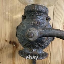 Antique Arcade Crystal No. 3 Coffee Grinder Cast Iron Wall Mount Mill