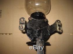 Antique Arcade Crystal No. 3 Coffee Grinder Wall Mount Mill NICE WORKS