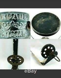 Antique Arcade Crystal No. 3 Wall Mount Coffee Grinder Original Complete