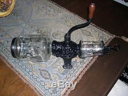Antique Arcade Crystal No. 3 Wall Mount Coffee Grinder With Catch Cup