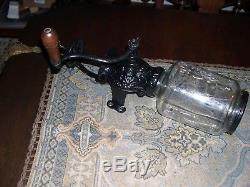 Antique Arcade Crystal No. 3 Wall Mount Coffee Grinder With Catch Cup